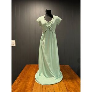 Vintage Union-Made Mint Green Maxi Dress with Knit Bolero - Size S